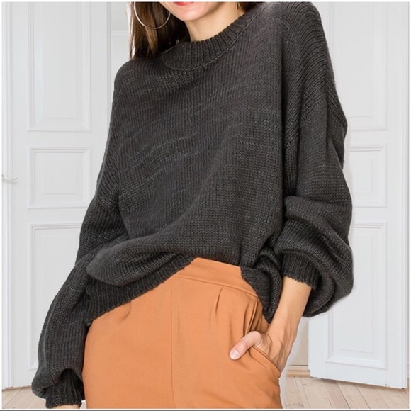 ✨LAST ONE✨Charcoal Cozy Knit Sweater - Picture 3 of 5